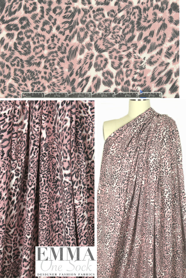 NY designer dusty mauve cheetah viscose drapey woven