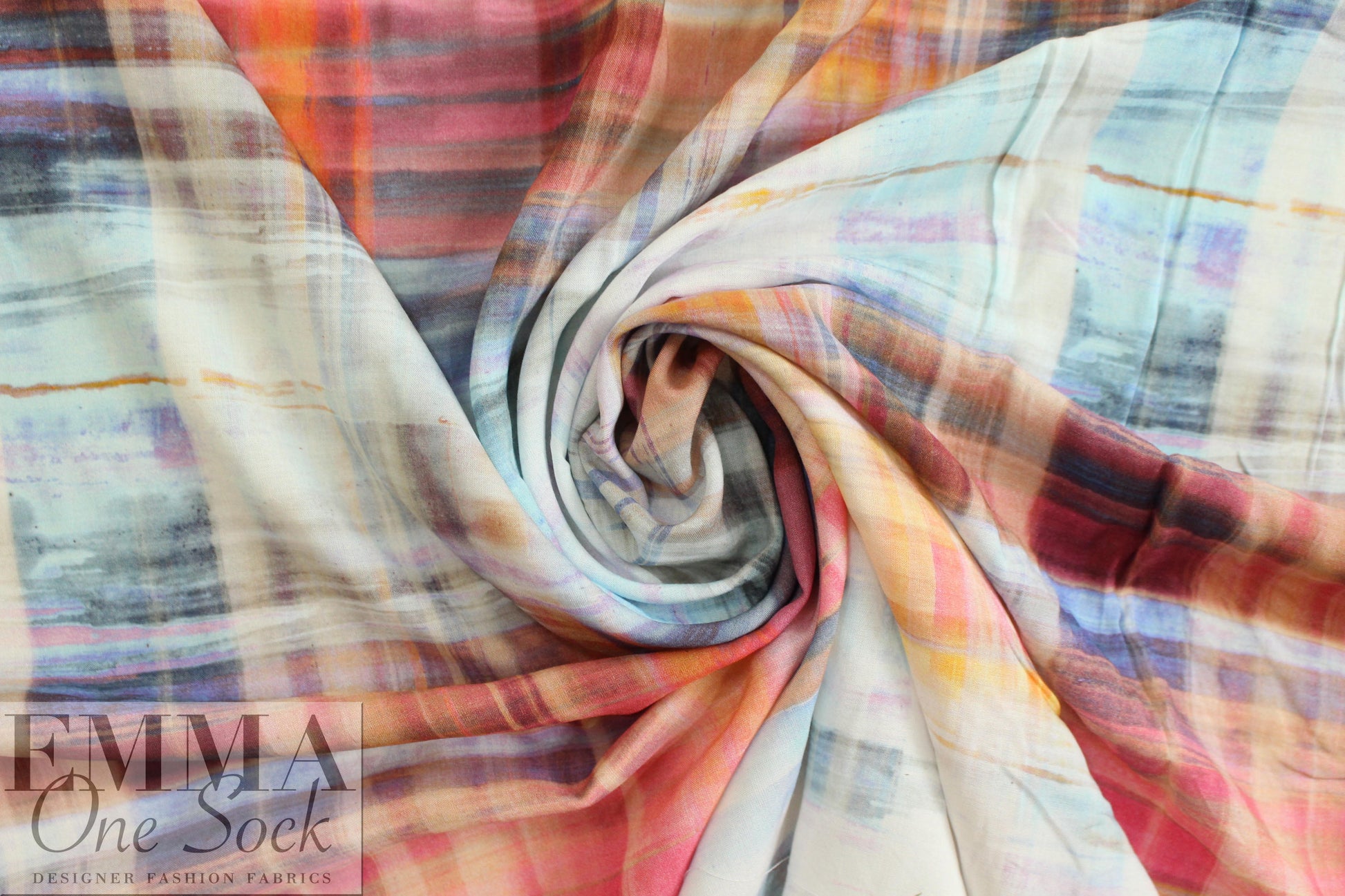 Italian edgy abstract grid drapey viscose woven