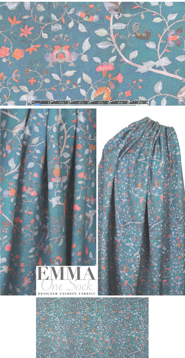 NY designer art nouveau floral viscose woven 1.375 yds
