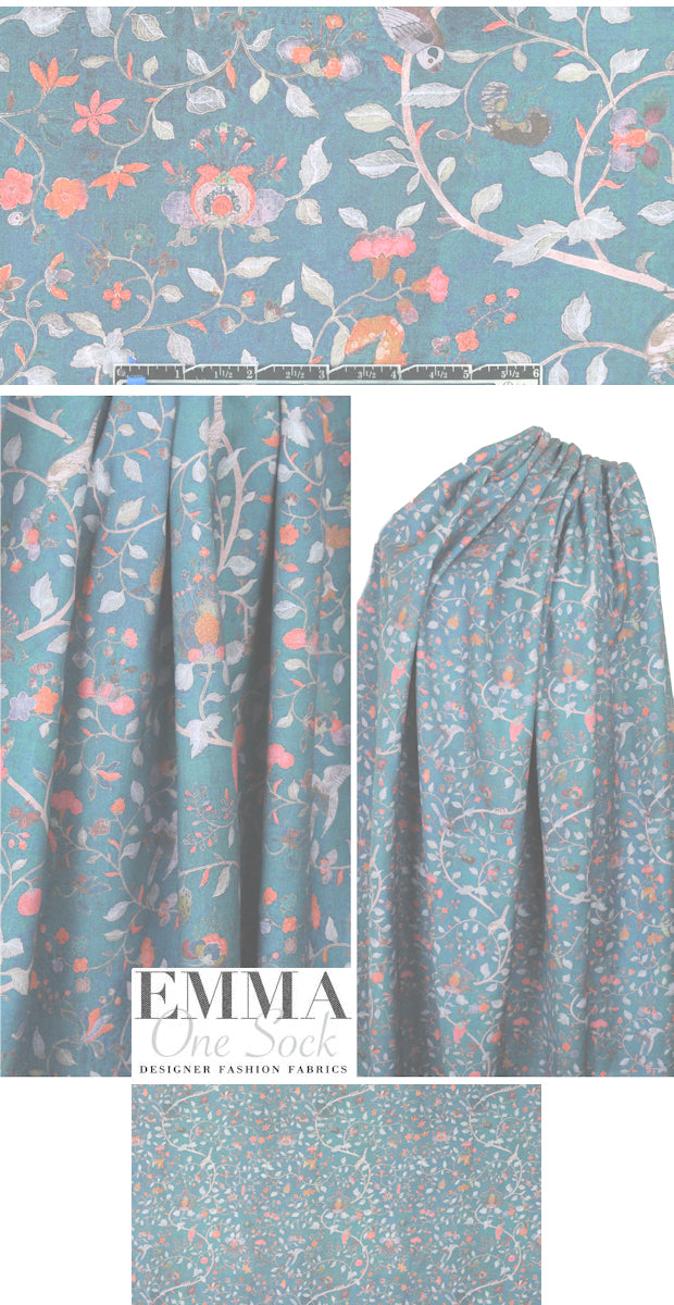 NY designer art nouveau floral viscose woven 1.875 yd