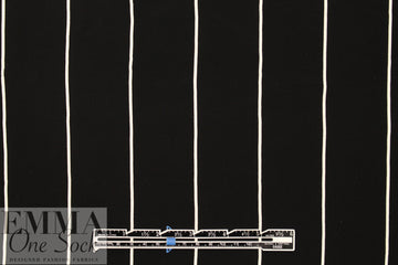 NY designer b/w vertical wide stripe viscose satin-back 1.75 yds