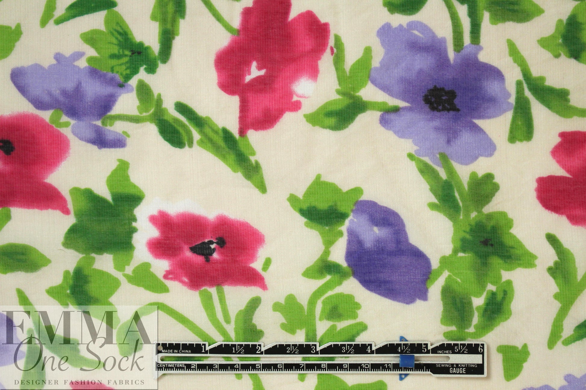 CA designer viscose/silk blend voile - painted flowers