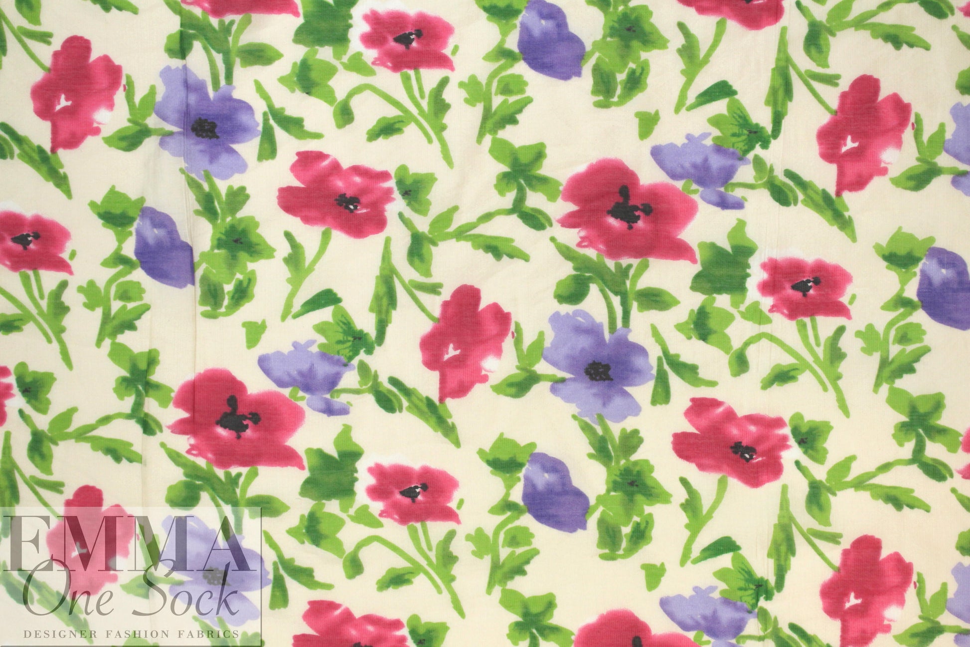 CA designer viscose/silk blend voile - painted flowers 1.875 yd