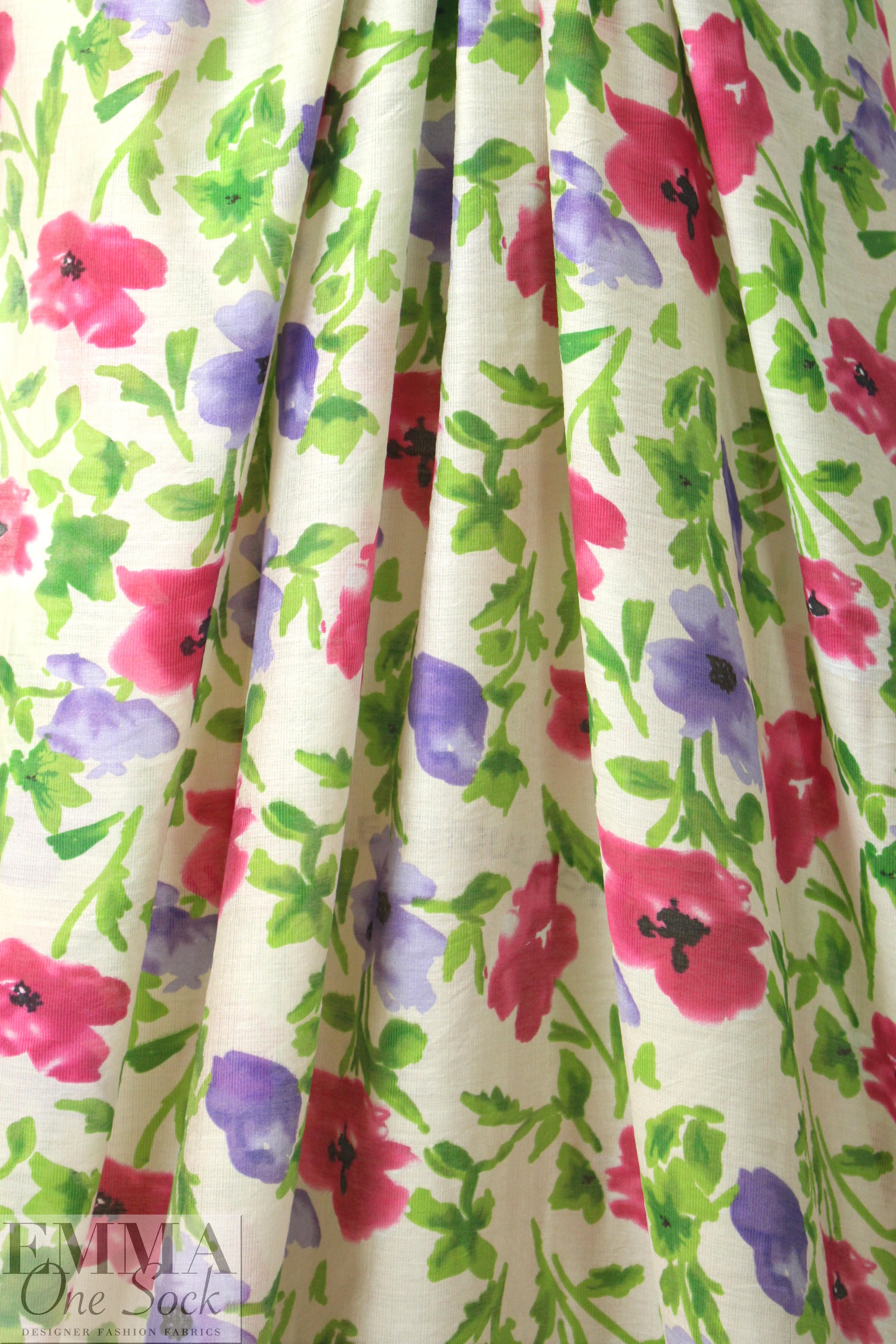 CA designer viscose/silk blend voile - painted flowers