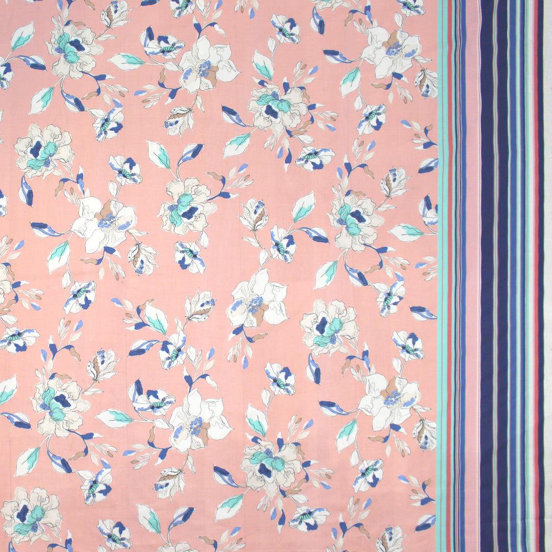 Italian 'floral sketch' border print cotton lawn .66 yds