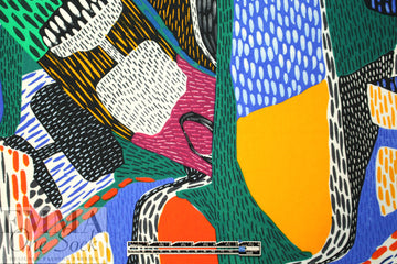 Italian drapey viscose crinkle woven - colorful graphic