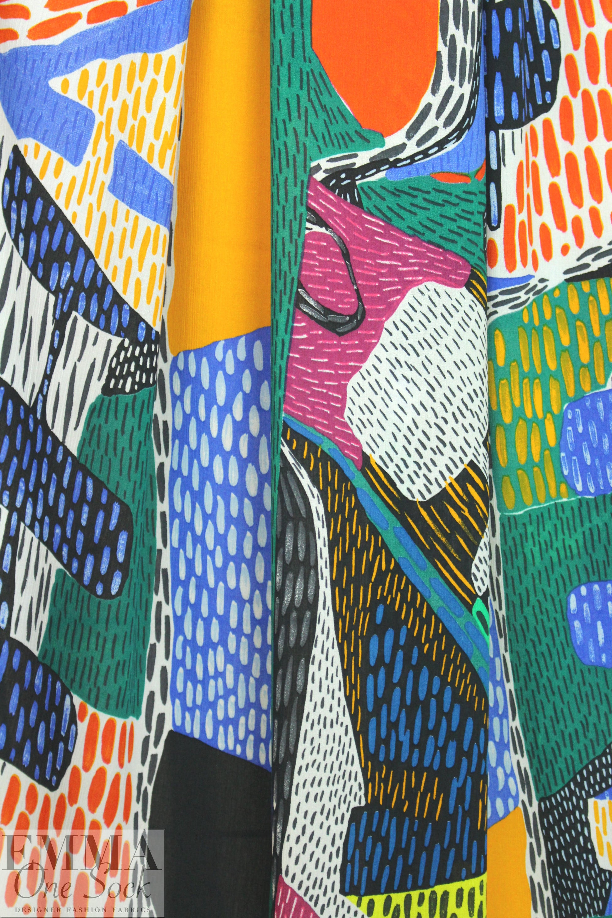 Italian drapey viscose crinkle woven - colorful graphic