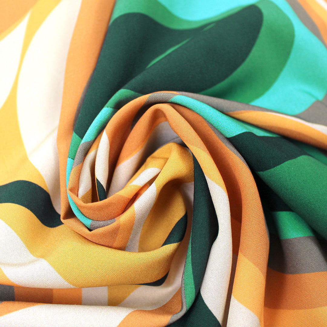Italian 'groovy waters' viscose challis woven 1.25 yds