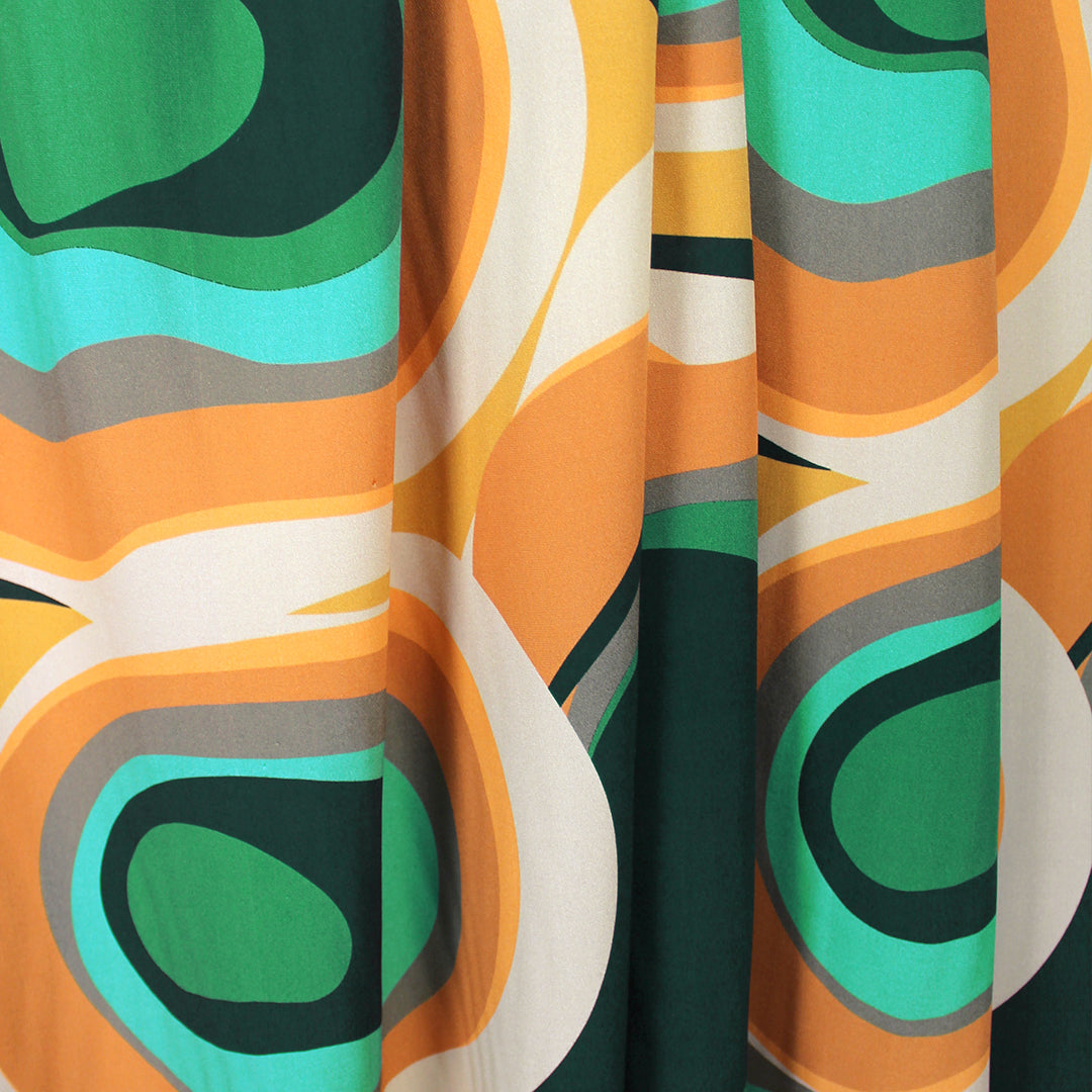 Italian 'groovy waters' viscose challis woven .75 yds