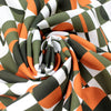 Italian 'block party' viscose challis woven - tangerine/loden 1.75 yd