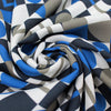 Italian 'block party' viscose challis woven - cobalt/dove gray 1.75 yd
