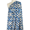 Italian 'block party' viscose challis woven - cobalt/dove gray 1.75 yd
