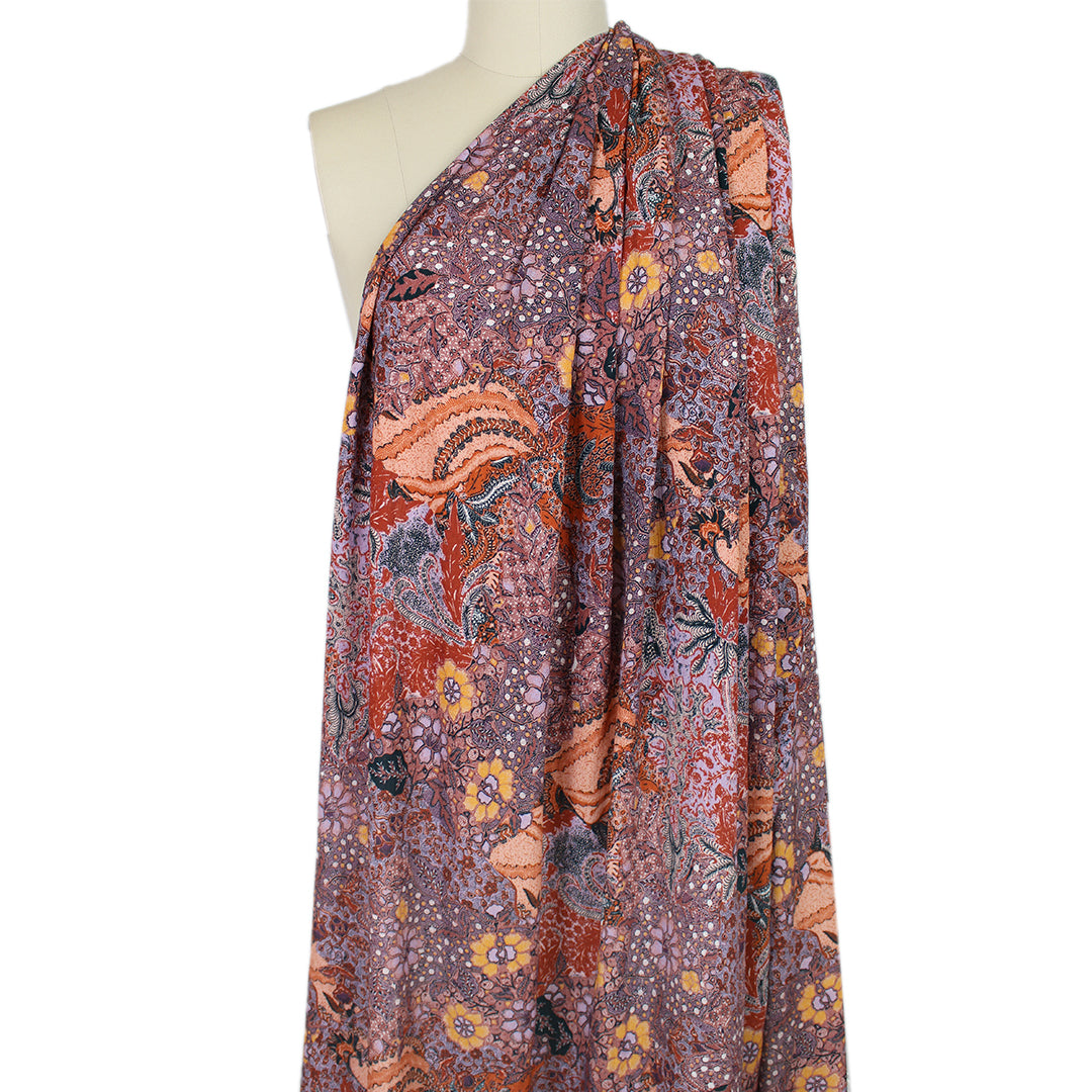 Italian 'lavender paisley' viscose lightweight woven 2 yds