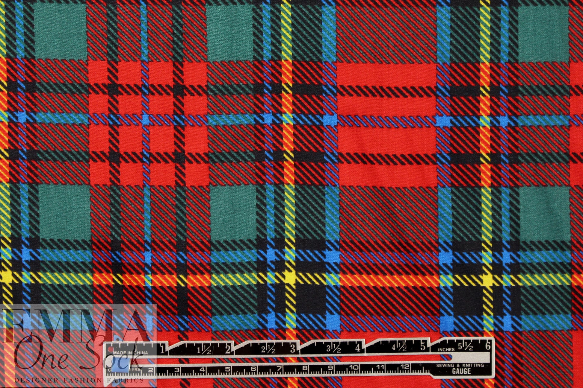 Italian 'tartan plaid' satin finish viscose woven 2.5 yd