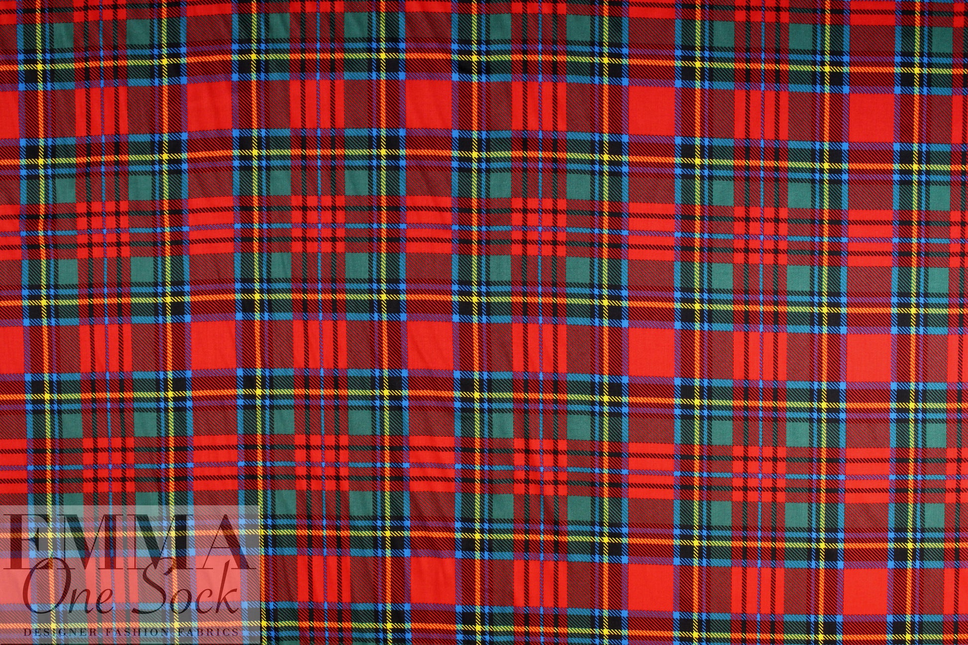 Italian 'tartan plaid' satin finish viscose woven .5 yds