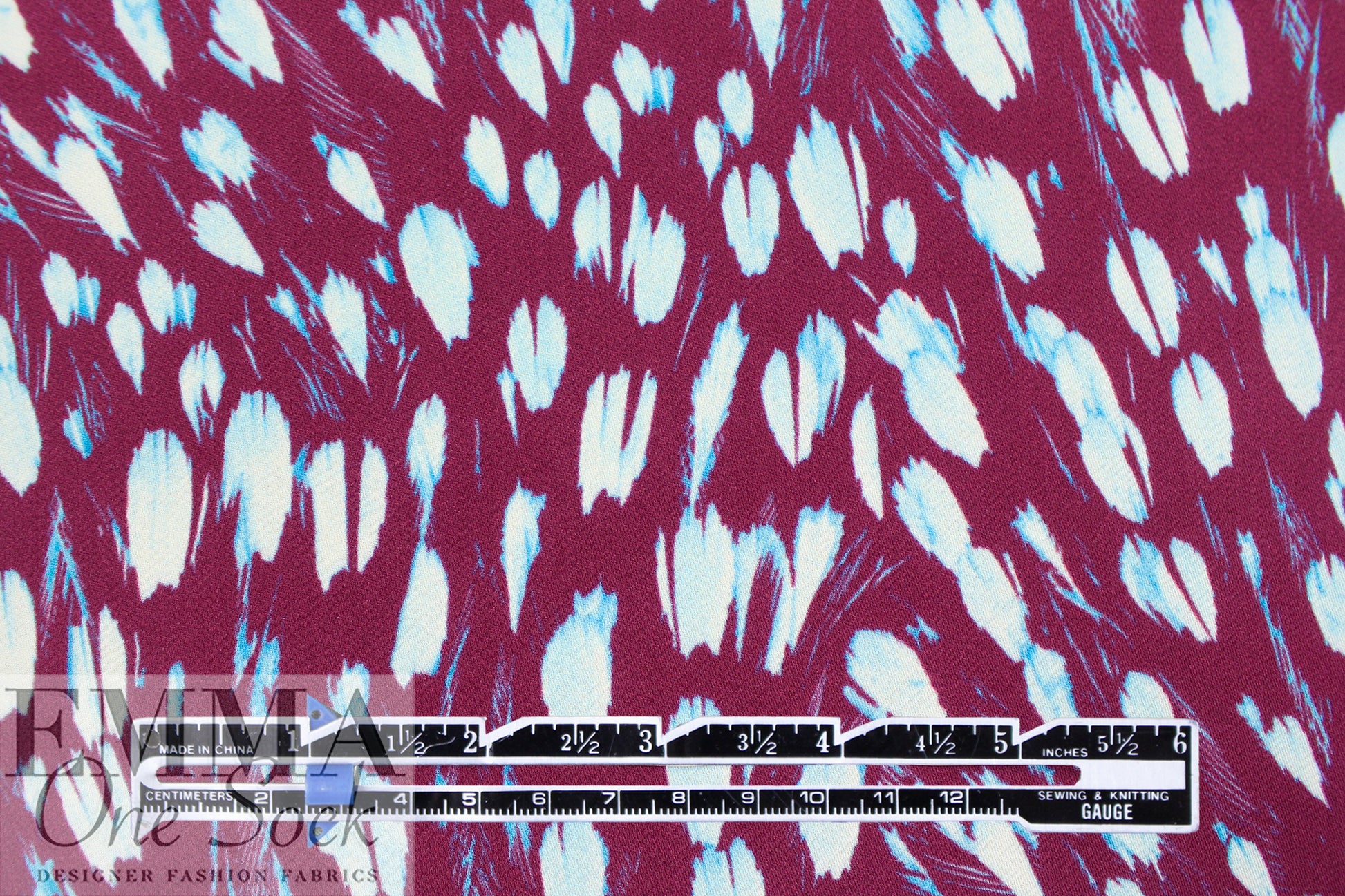 NY designer 'purple plumage' viscose crepe woven 1.375 yds