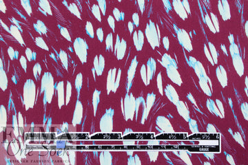 NY designer 'purple plumage' viscose crepe woven 1.375 yds