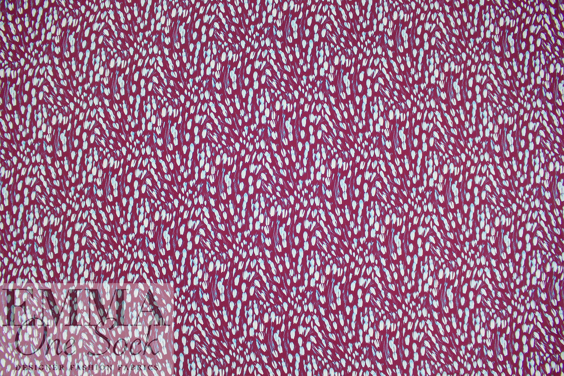 NY designer 'purple plumage' viscose crepe woven 1.375 yds