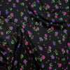 Italian 'painted blooms on black' viscose charmeuse