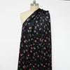 Italian 'painted blooms on black' viscose charmeuse