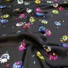 French 'cone flowers on black' viscose charmeuse