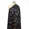 French 'cone flowers on black' viscose charmeuse