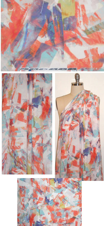 French digital brushstroke abstract textured crepe 1.66 yd