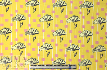 German viscose crepe woven - retro flower graphic 1.5 yd