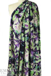 Italian viscose crepe woven - lime/violet floral