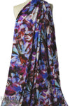 Italian viscose crepe woven - cobalt/fucshia floral 3 yd