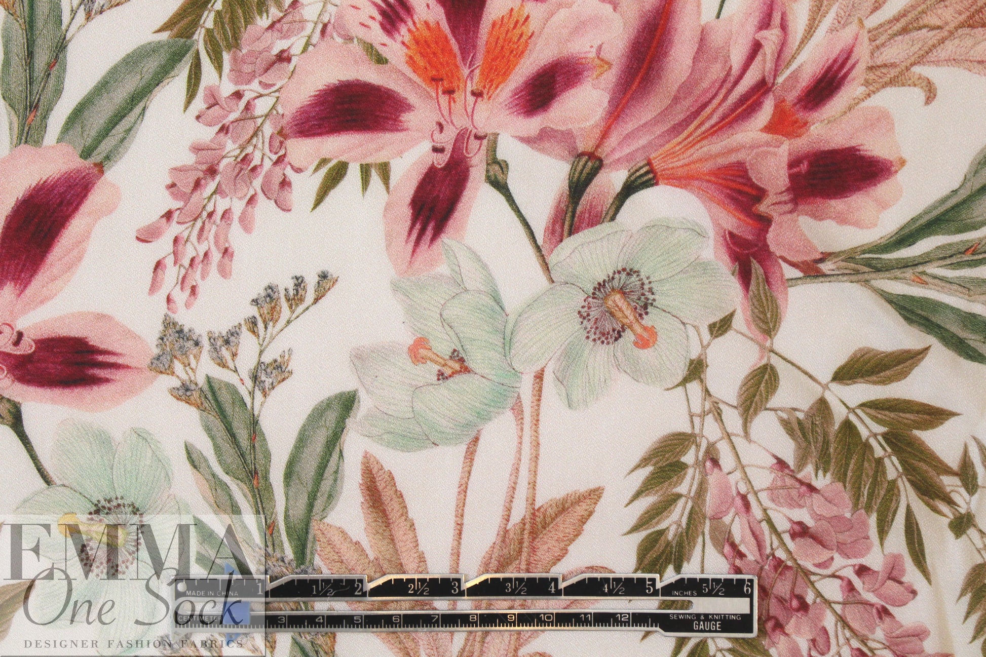 Italian viscose crepe woven - garden in bloom 1.5 yds