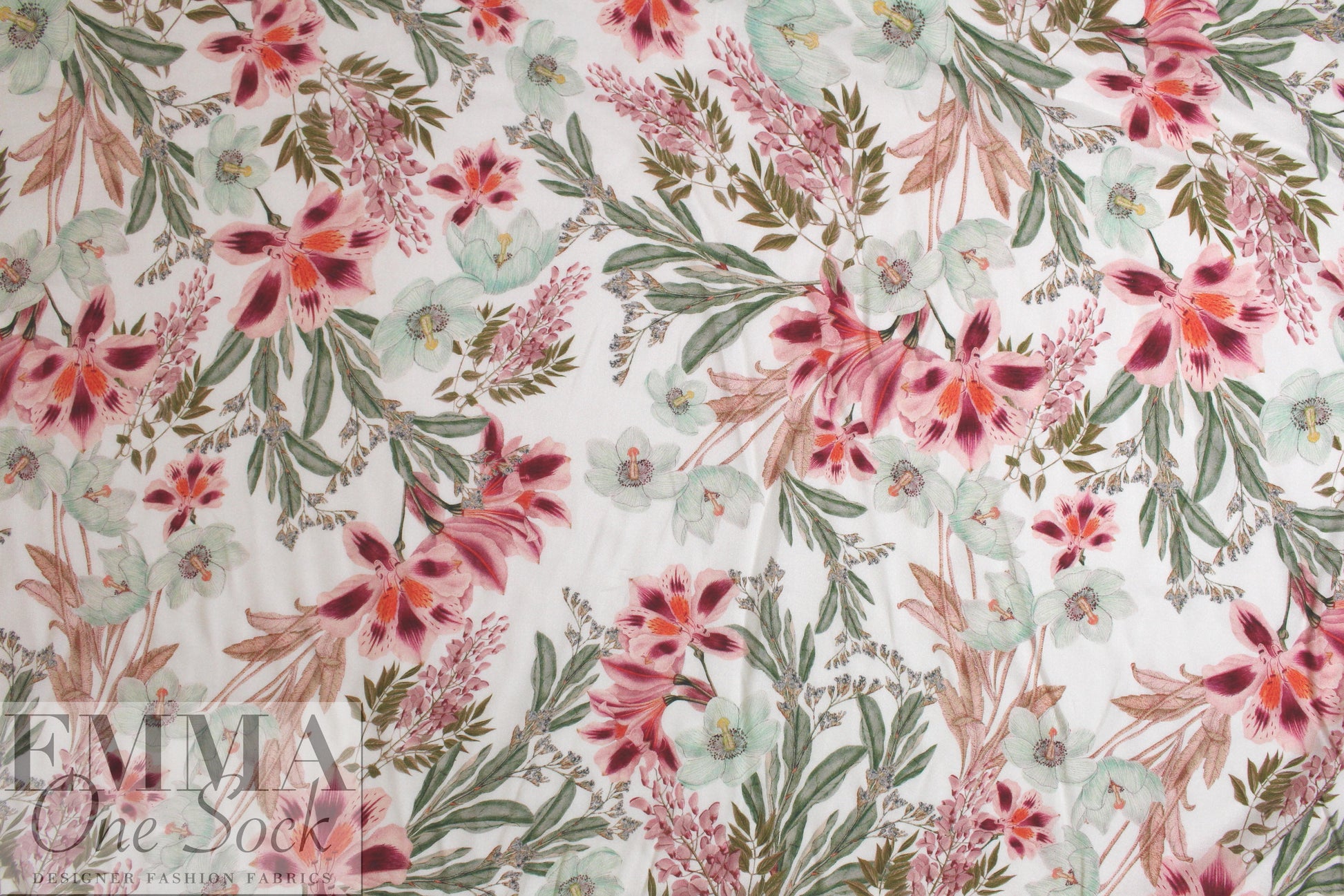 Italian viscose crepe woven - garden in bloom