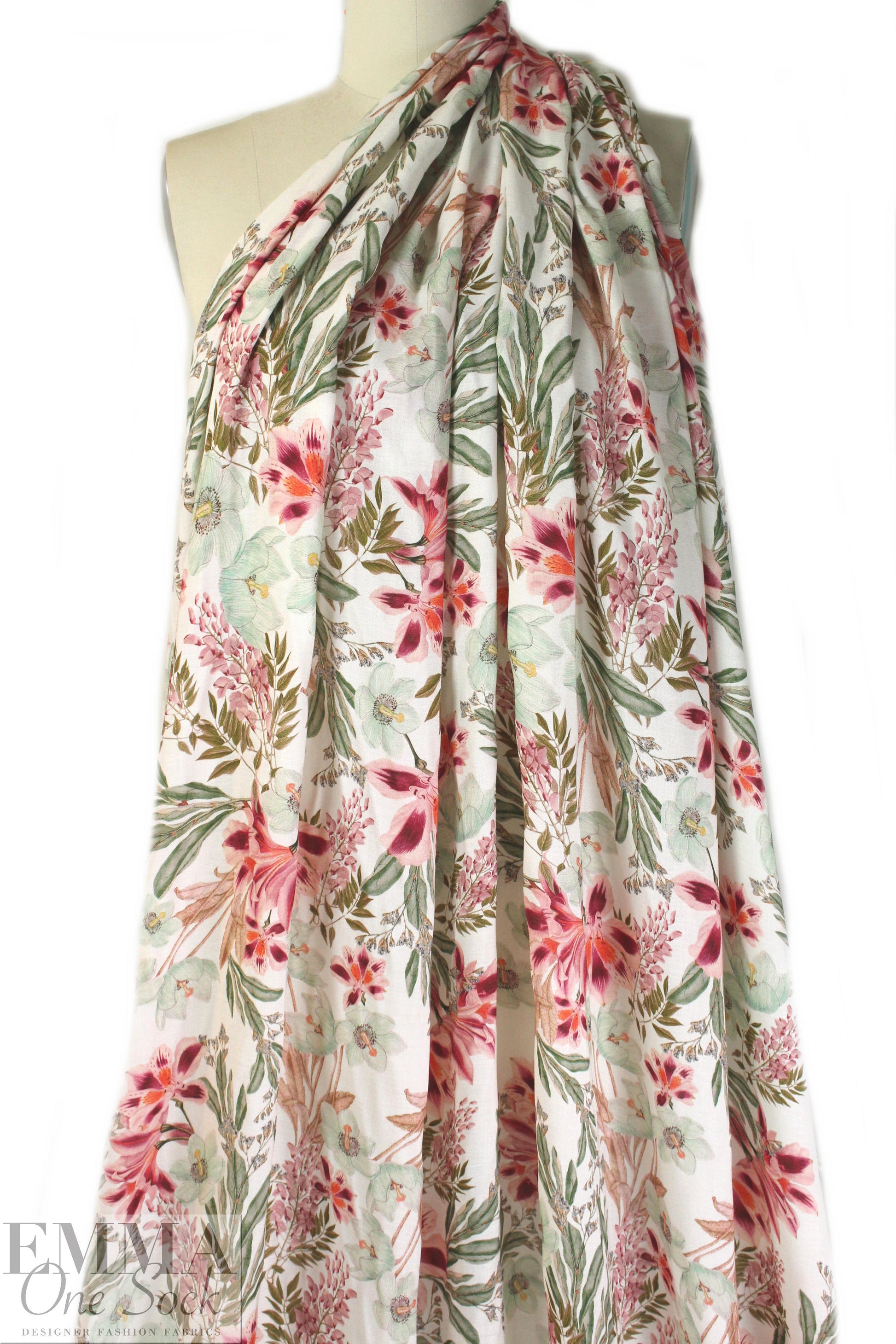 Italian viscose crepe woven - garden in bloom 1.5 yds