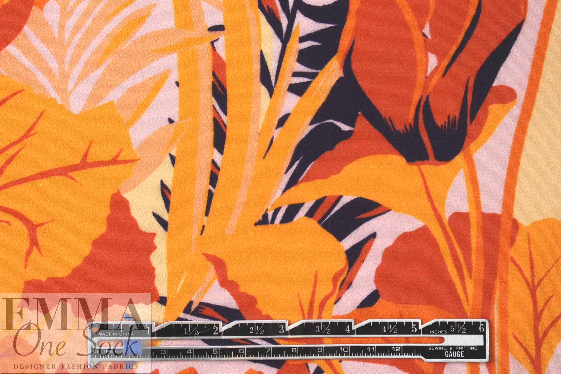 Italian viscose crepe woven - spiced tulips silhouette