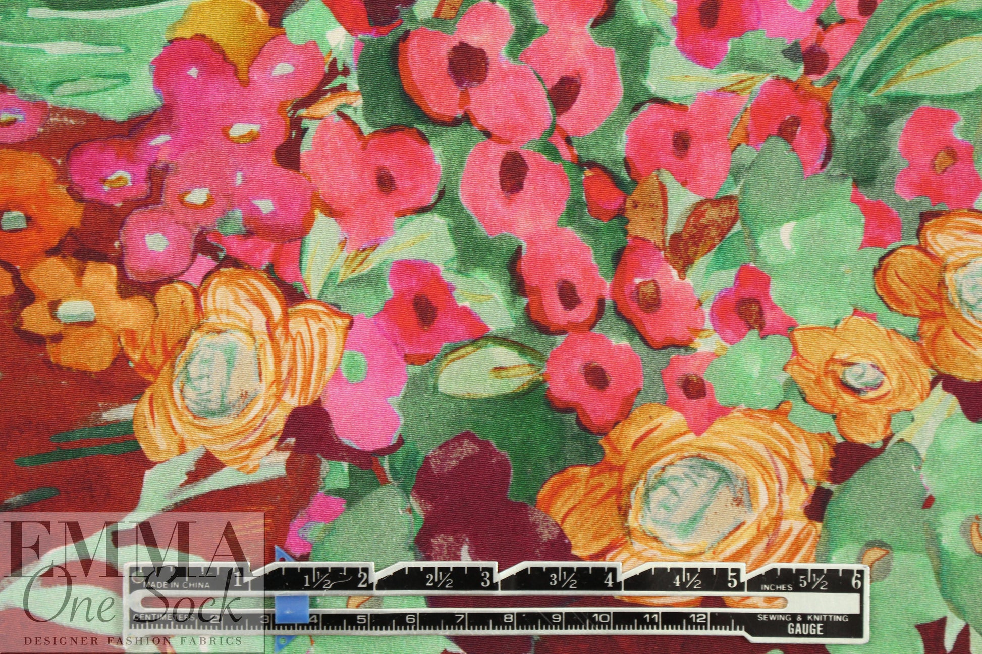 Italian designer painted flowers viscose woven 1.75 yd
