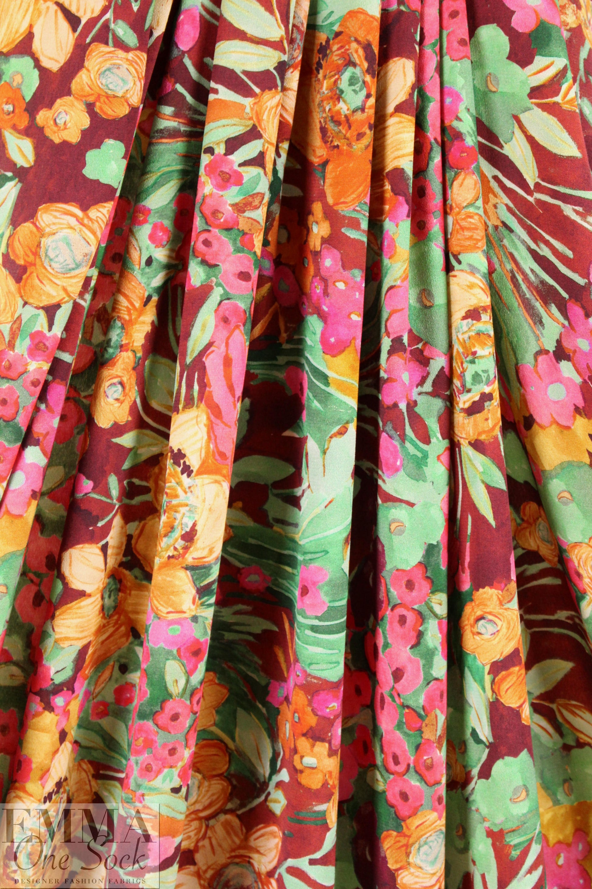 Italian designer painted flowers viscose woven 1.5 yds