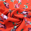 Italian 'red hot roses' viscose crepe woven 1.125 yds