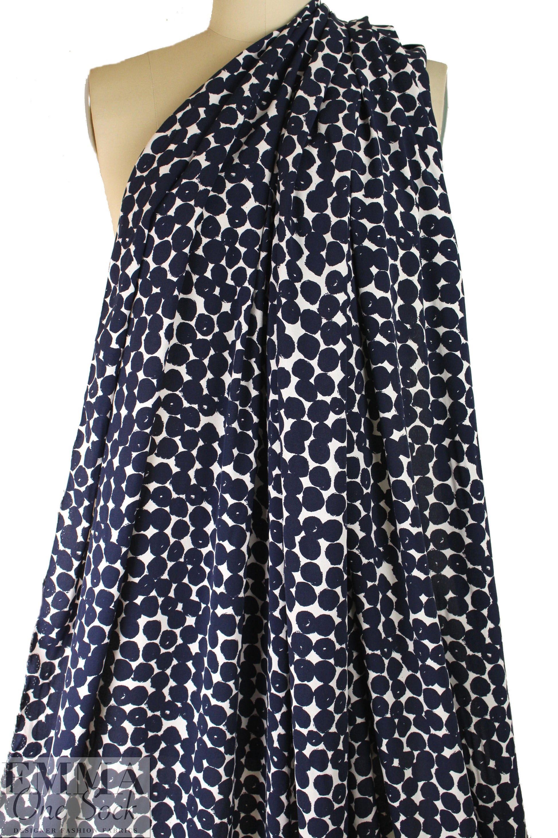 Italian midnight dots viscose crepe .5 yds
