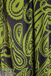 Italian 'grande paisley' viscose crepe woven - avocado/navy 2.125 yd