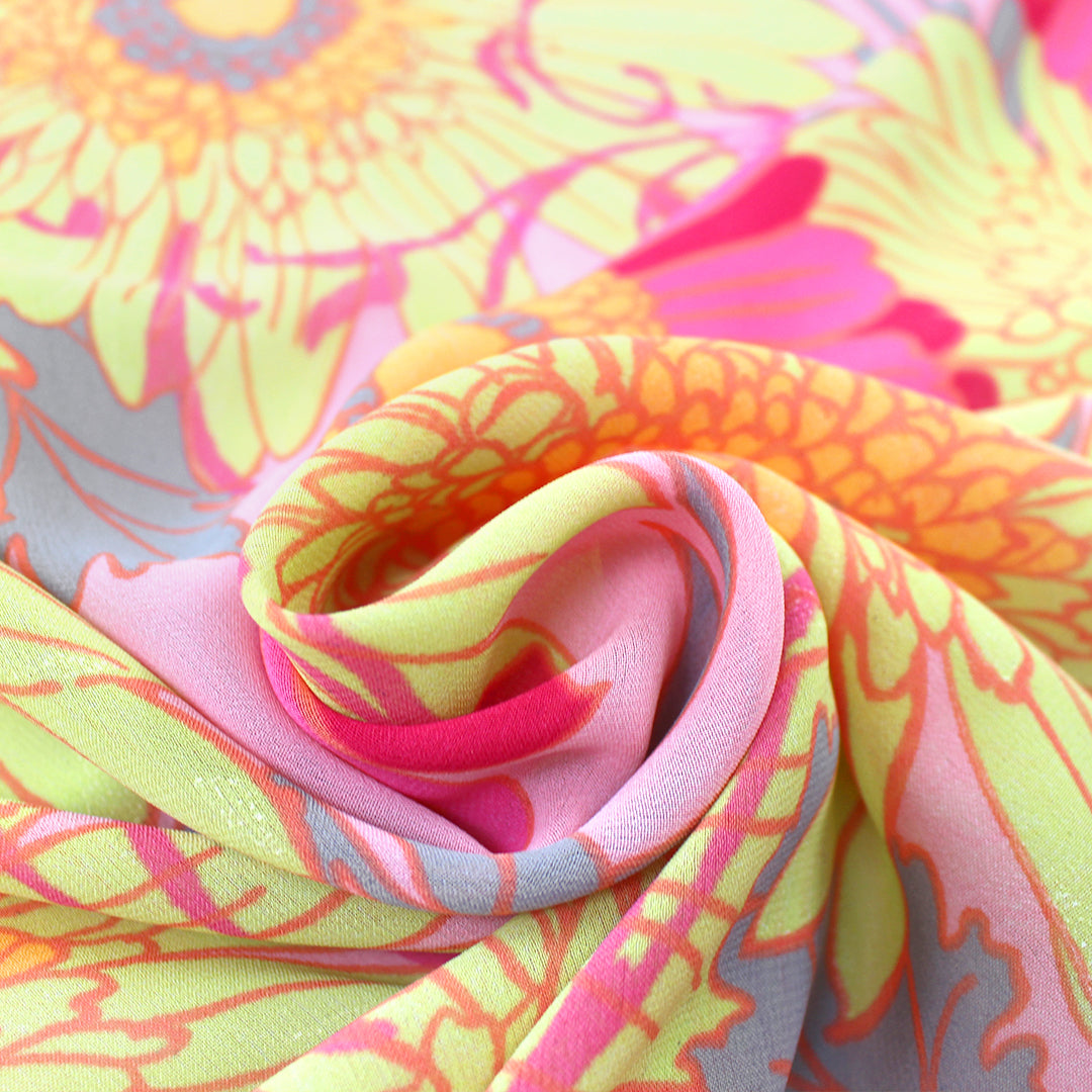 deadstock 'sunny floral' semi-sheer viscose crepe woven .625 yds