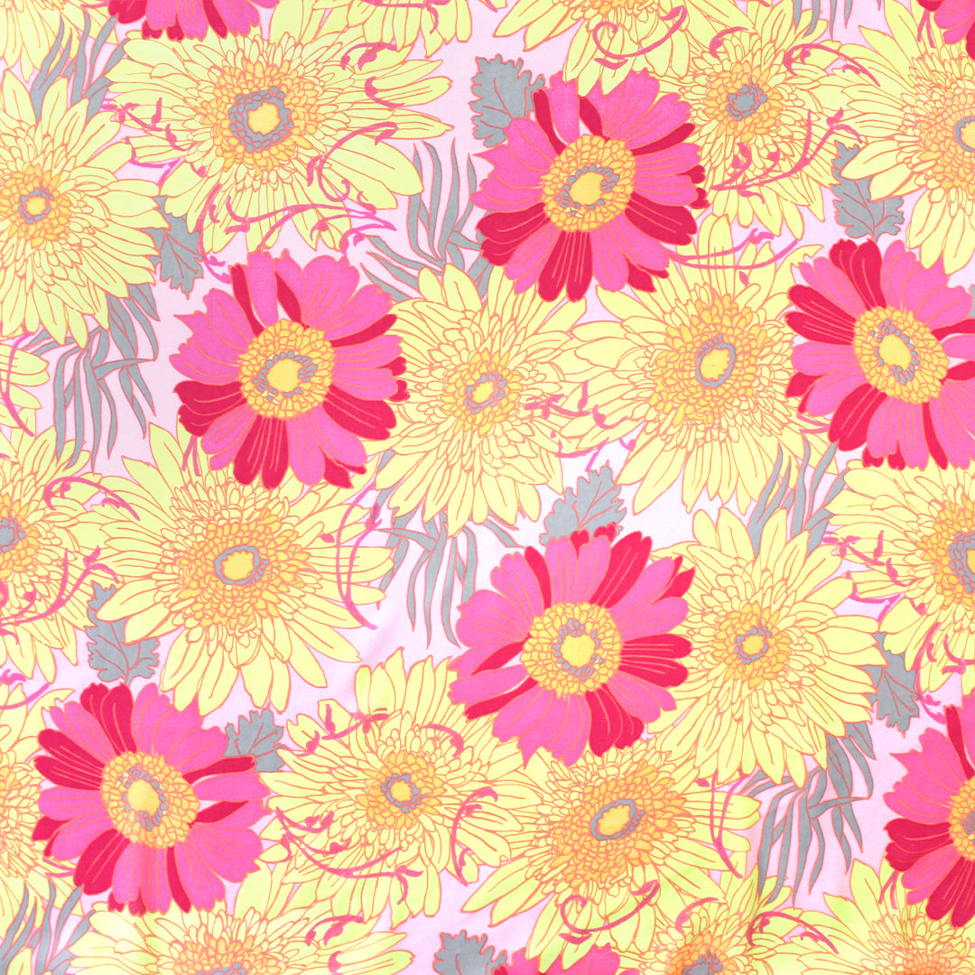 deadstock 'sunny floral' semi-sheer viscose crepe woven .625 yds