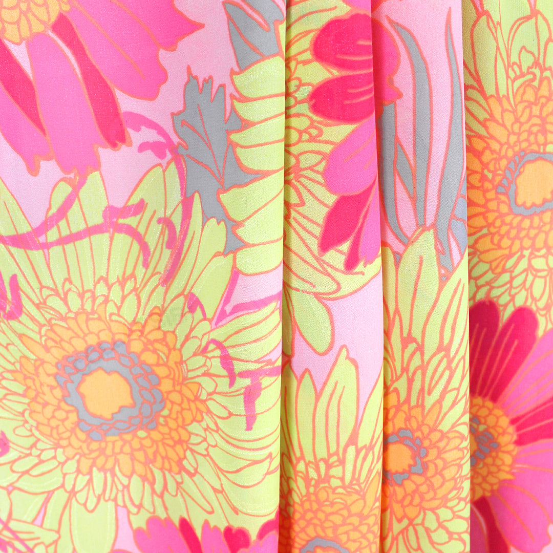 deadstock 'sunny floral' semi-sheer viscose crepe woven .625 yds