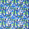 Italian 'strands of blue' viscose pebble crepe woven 1.625 yd