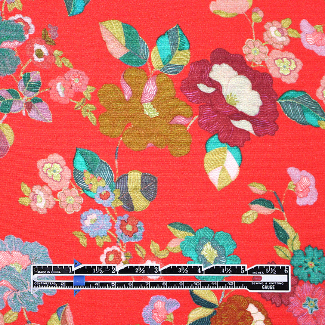 Italian 'vibrant floral' viscose crepe woven 1.5 yd