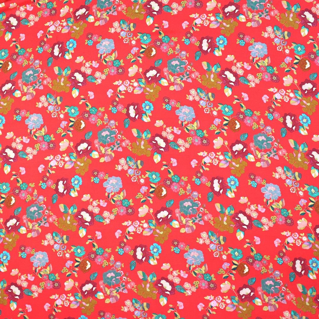 Italian 'vibrant floral' viscose crepe woven 1.5 yd