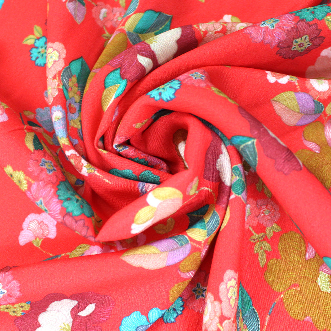 Italian 'vibrant floral' viscose crepe woven 1.5 yd