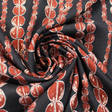 Italian 'coffee chain' viscose pebble crepe woven - spice/black