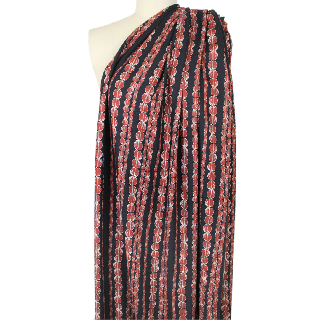 Italian 'coffee chain' viscose pebble crepe woven - spice/black 2.25 yd