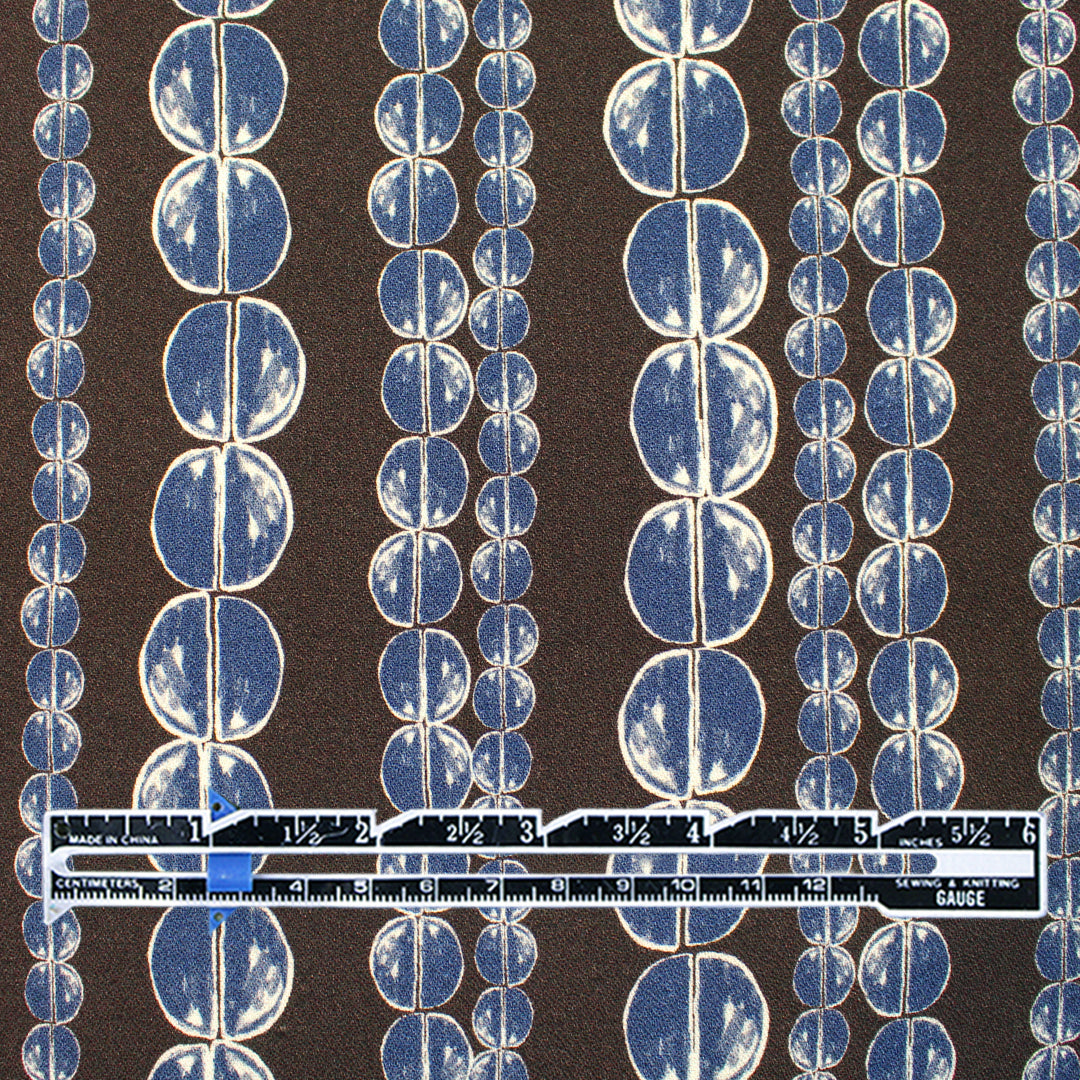 Italian 'coffee chain' viscose pebble crepe woven - navy/French roast 2.25 yd