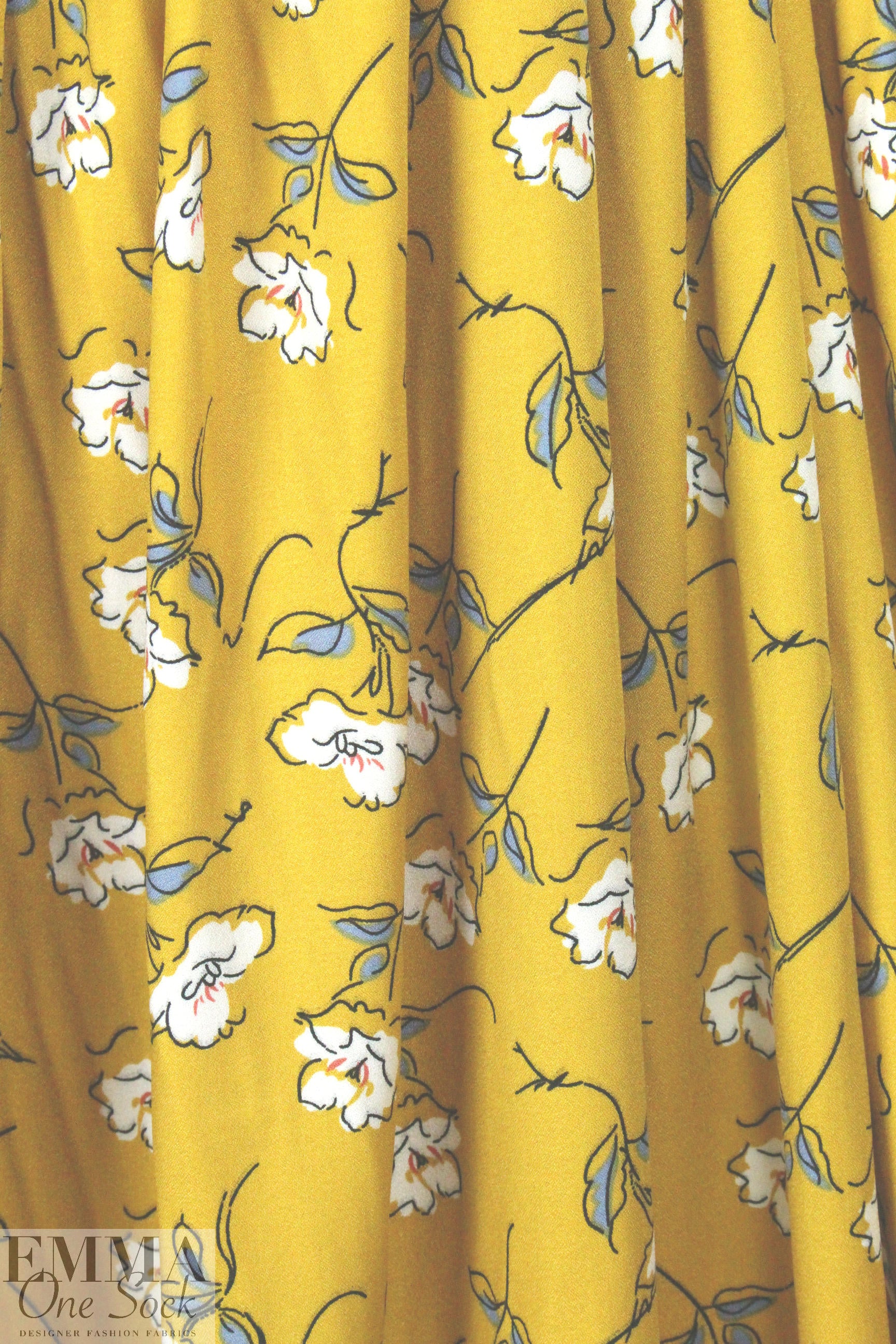 dijon floral cascade drapey viscose crepe 1.75 yds